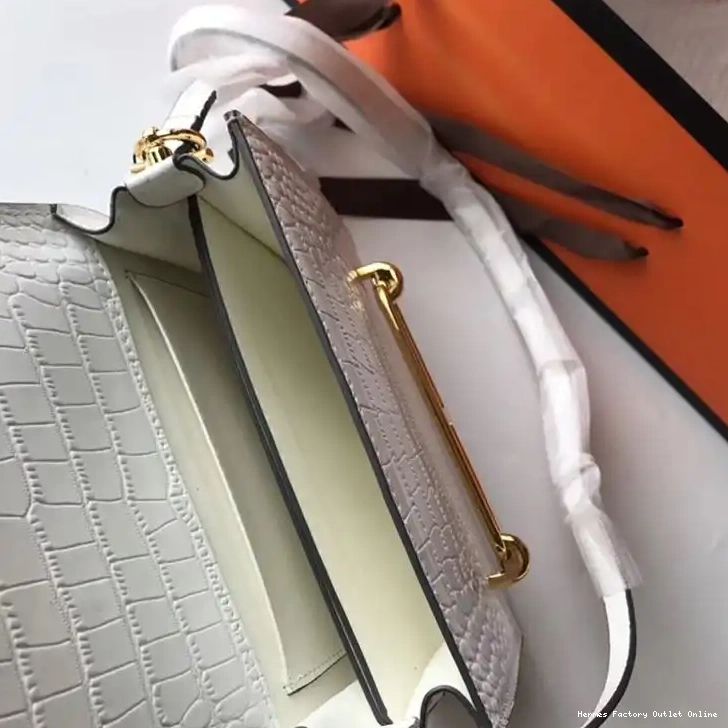 Cheap White Gold Hardware Roulis Hermes Leather Bag In Alligator 0503